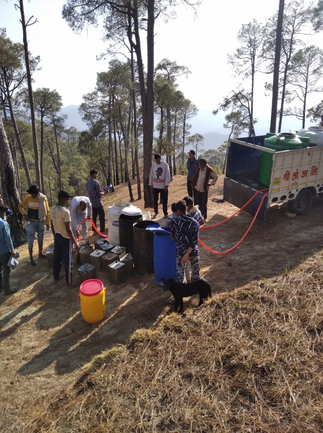 water distributed in some places.