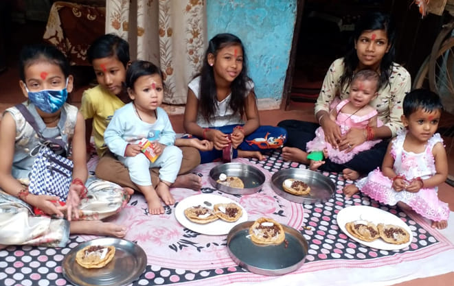 Devotional worship of girls on Sri Durga Ashtami