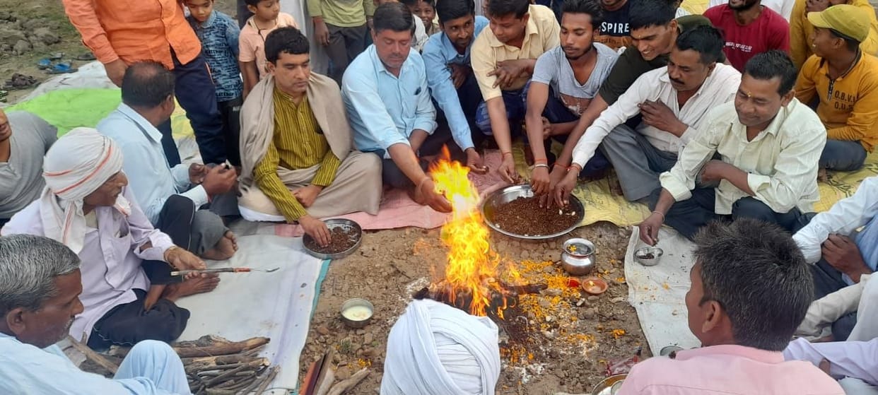 Laying of the foundation stone of Shiv Mandir in village Luhara