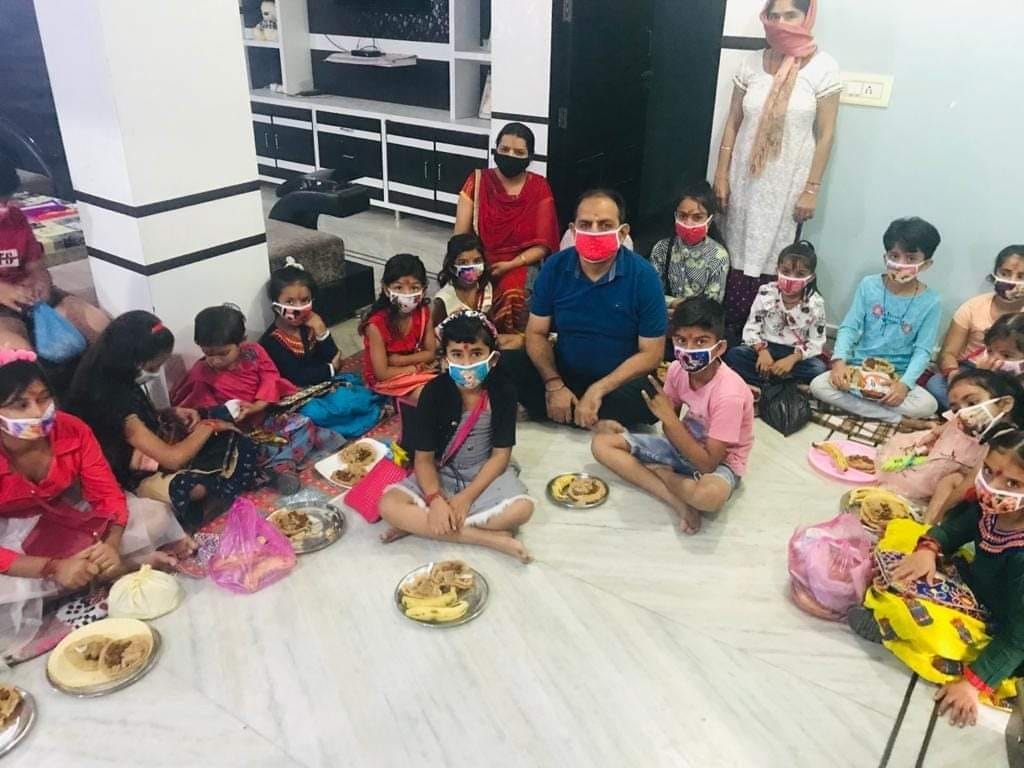 Fasting opened on Ashtami by feeding girls, Yamuna nagar