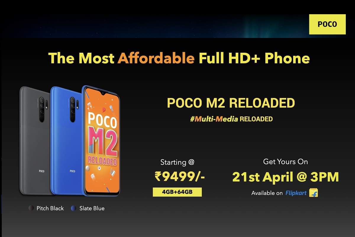Poco M2 Reloaded launched in India With 4GB RAM Quad Rear Camera Price Specifications