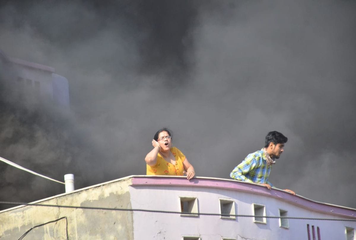 Local people rescued a family stranded after fire broke out at house