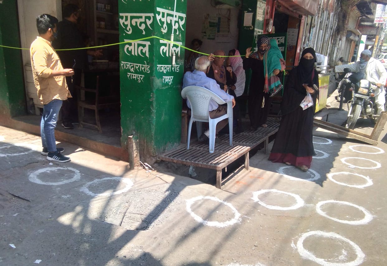 Shopkeepers started making shells outside shops for social distance