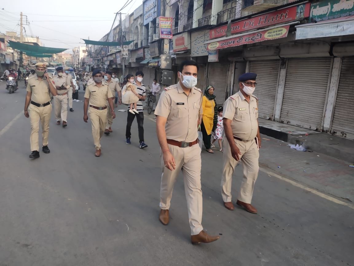 Policemen arrived to close shops at half past six