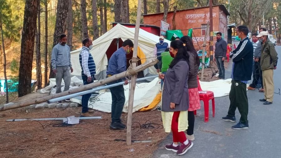 Water proof tent on barrier.