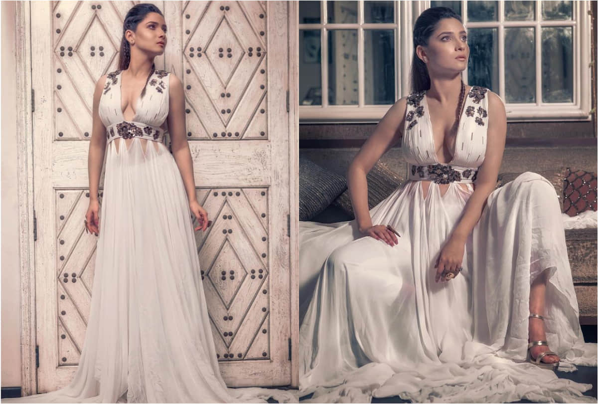 ankita lokhande flaunts bold neckline in long flowy white dress in recent photoshoot