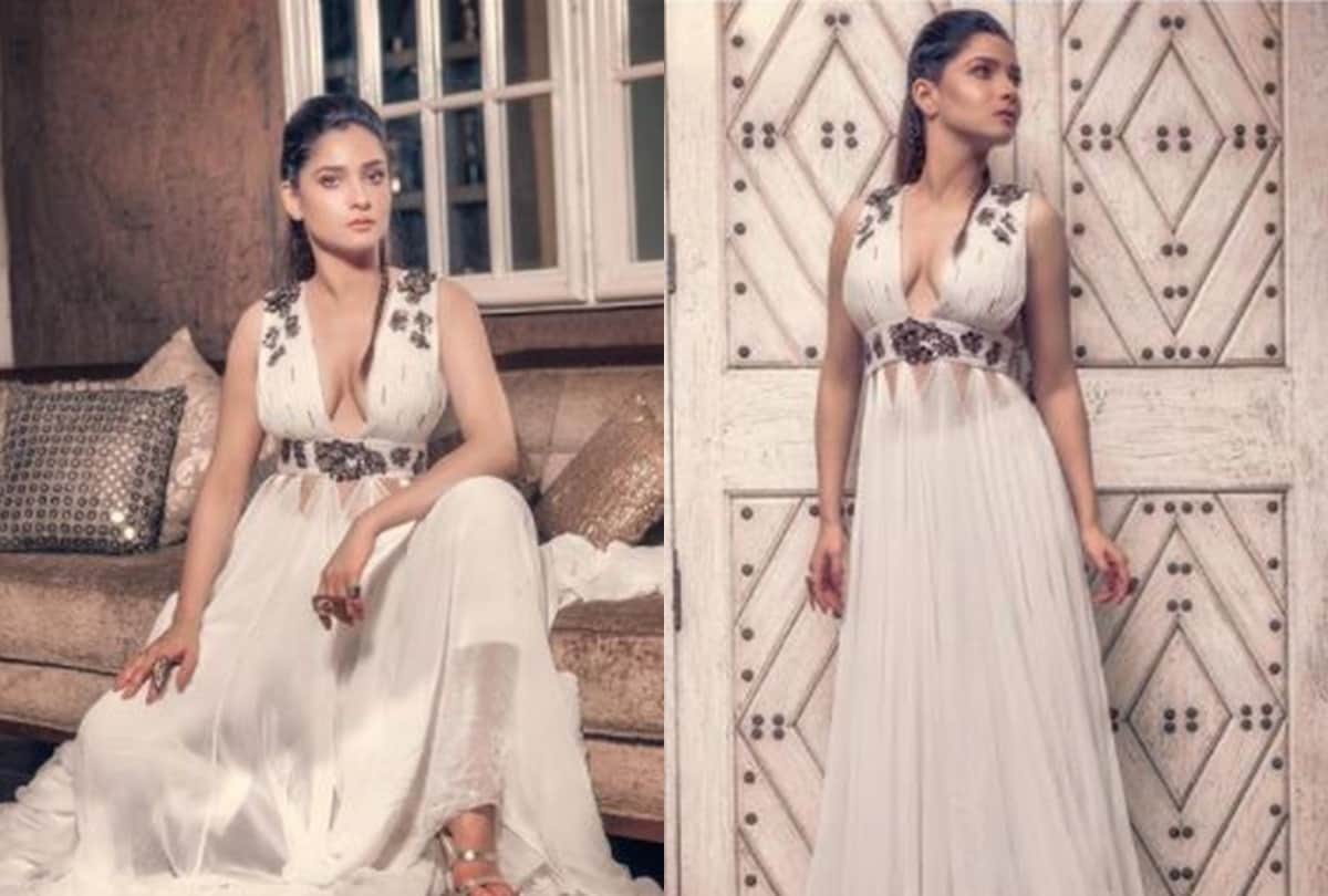 ankita lokhande looks beautiful in green dress poses in sun shine