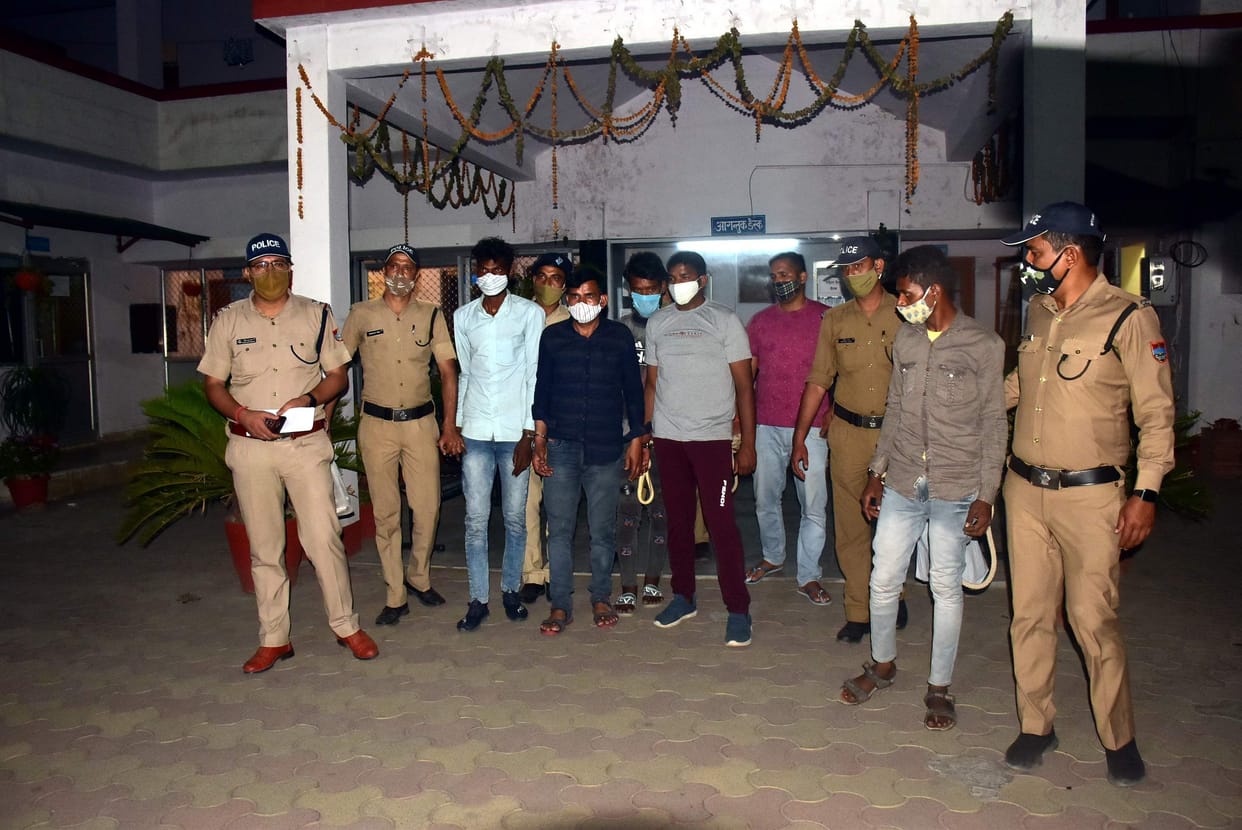Five arrested.