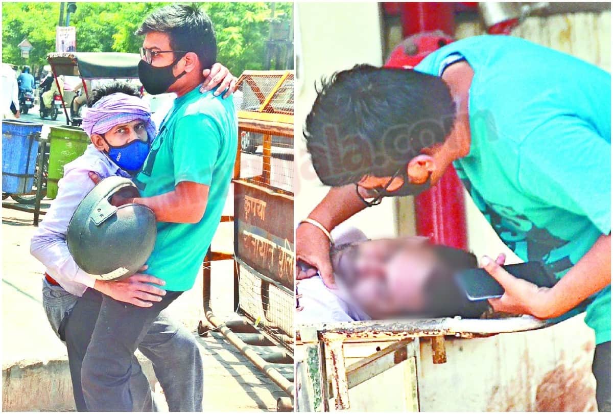 son reached sn medical college with lifted ill father in the lap in agra