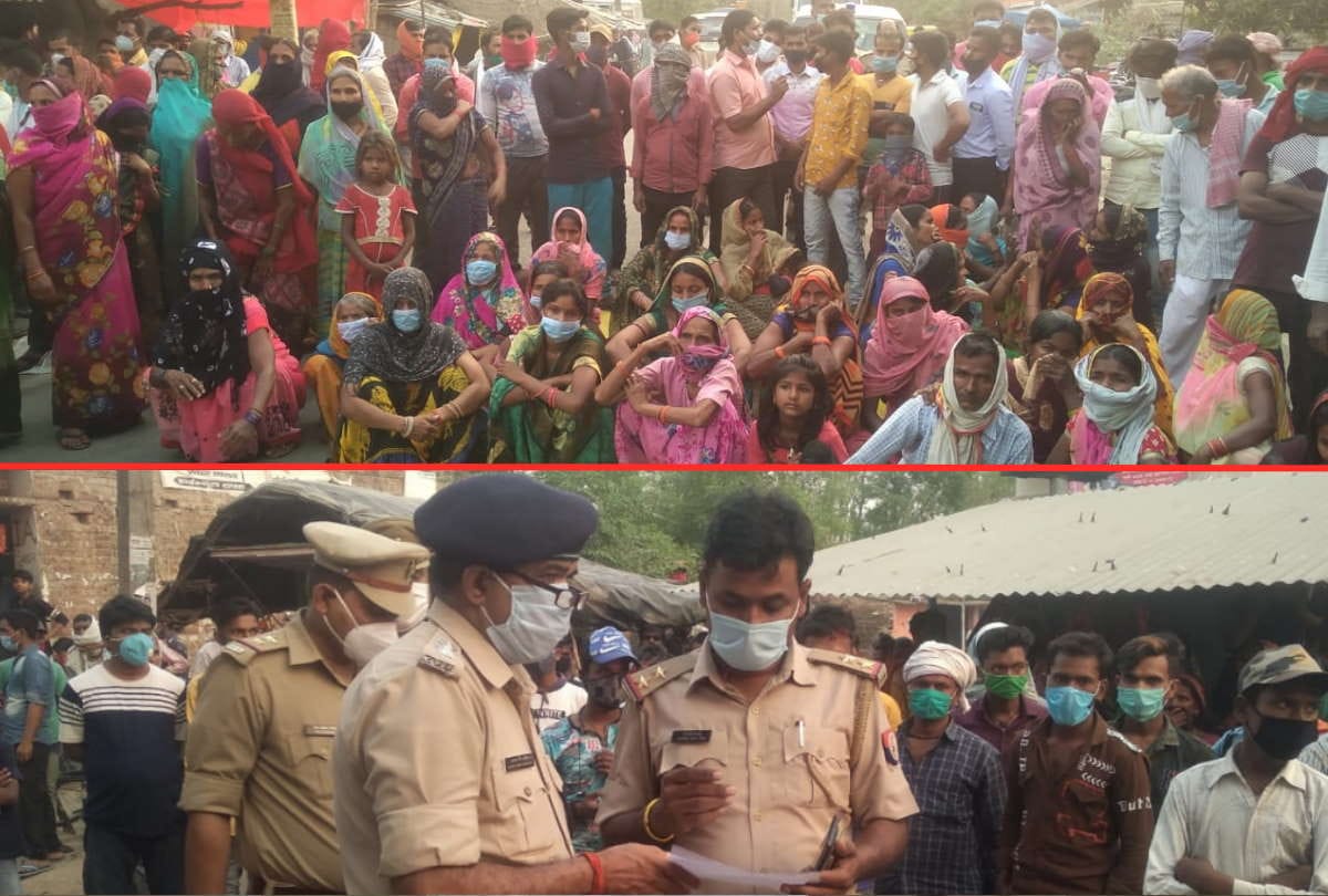 villagers protest after woman dead body found in well at maharajganj