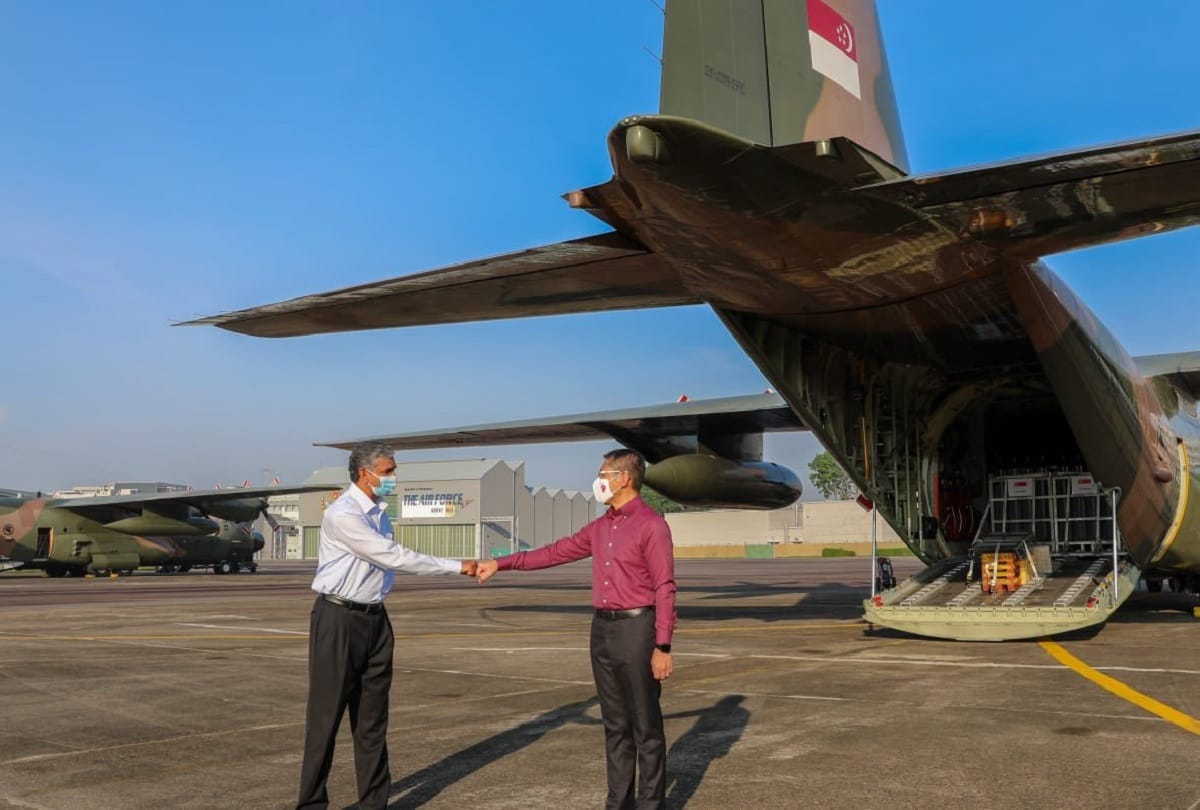 Singapore Air Forces C 130s arriving in India today with 256 Oxygen cylinders amid corona
