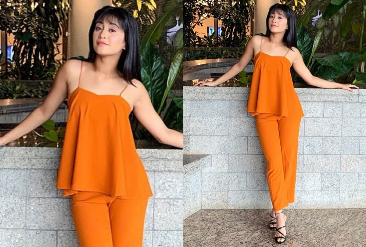 tv actress shivangi joshi ake nayara throwback pic viral in orange co ard set