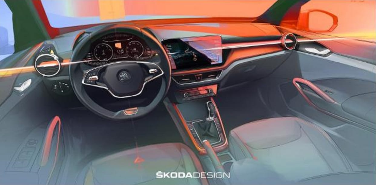 Skoda Fabia interior design sketches revealed more space inside new skoda fabia 2021 interior
