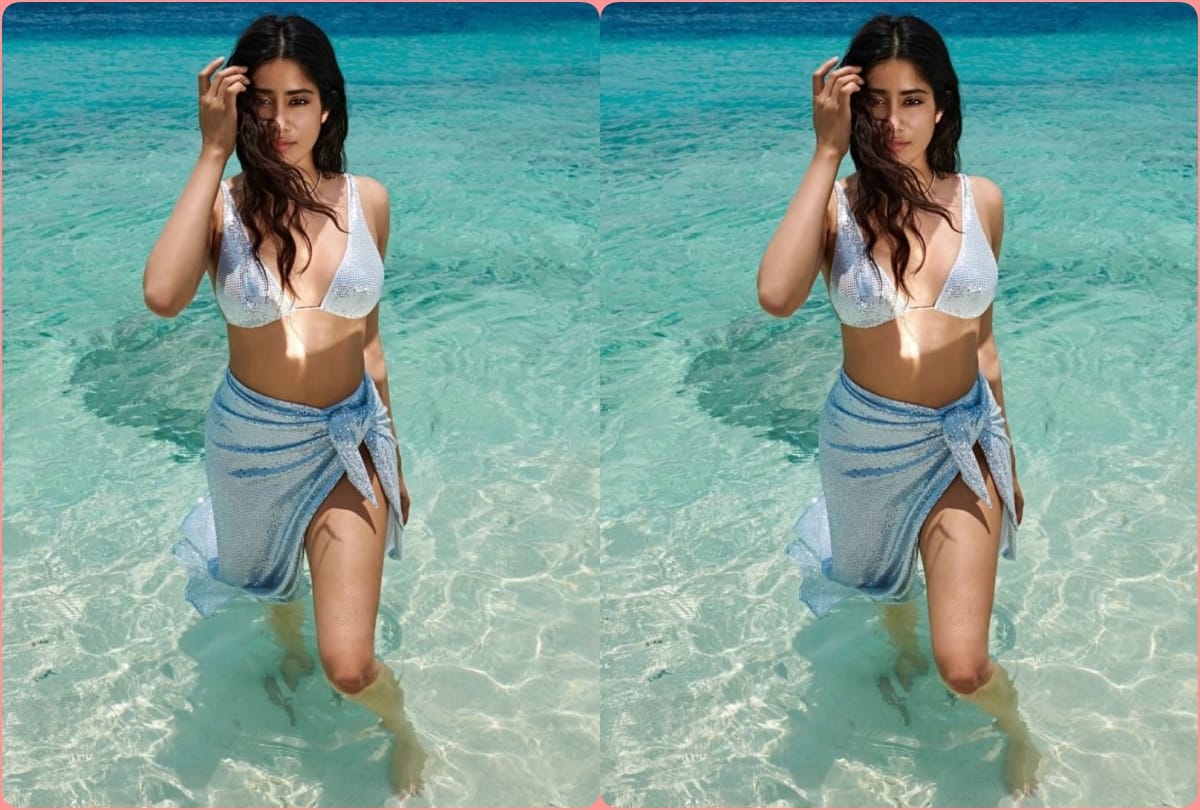 Janhvi Kapoor photo in white bold dress from maldives vacation gone viral on social media