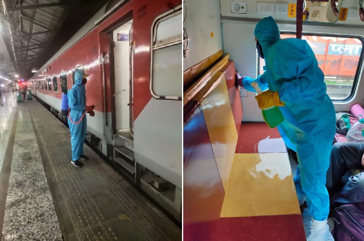 Sanitization of passenger trains are being ensured by Indian Railways amid of corona situation