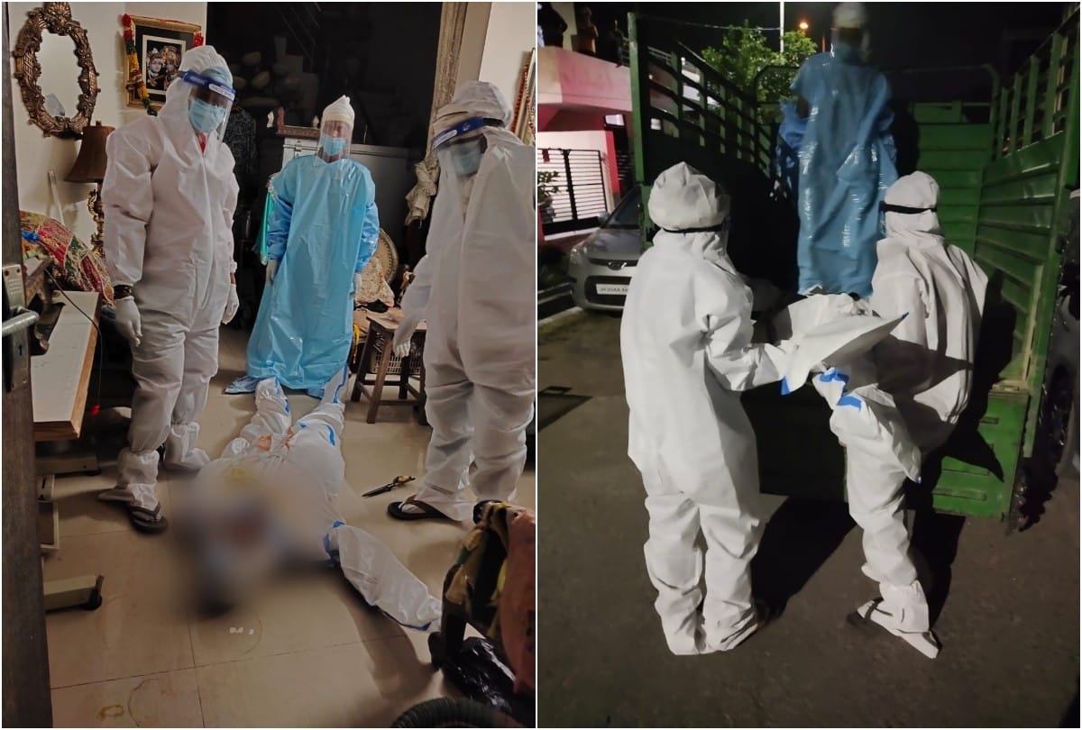 Police take over woman dead body after neighbors make a distance due to corona