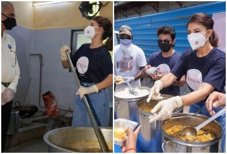 Jacqueline Fernandez Serves Meal to the needy, Says 'We Lived once Please make it worth'