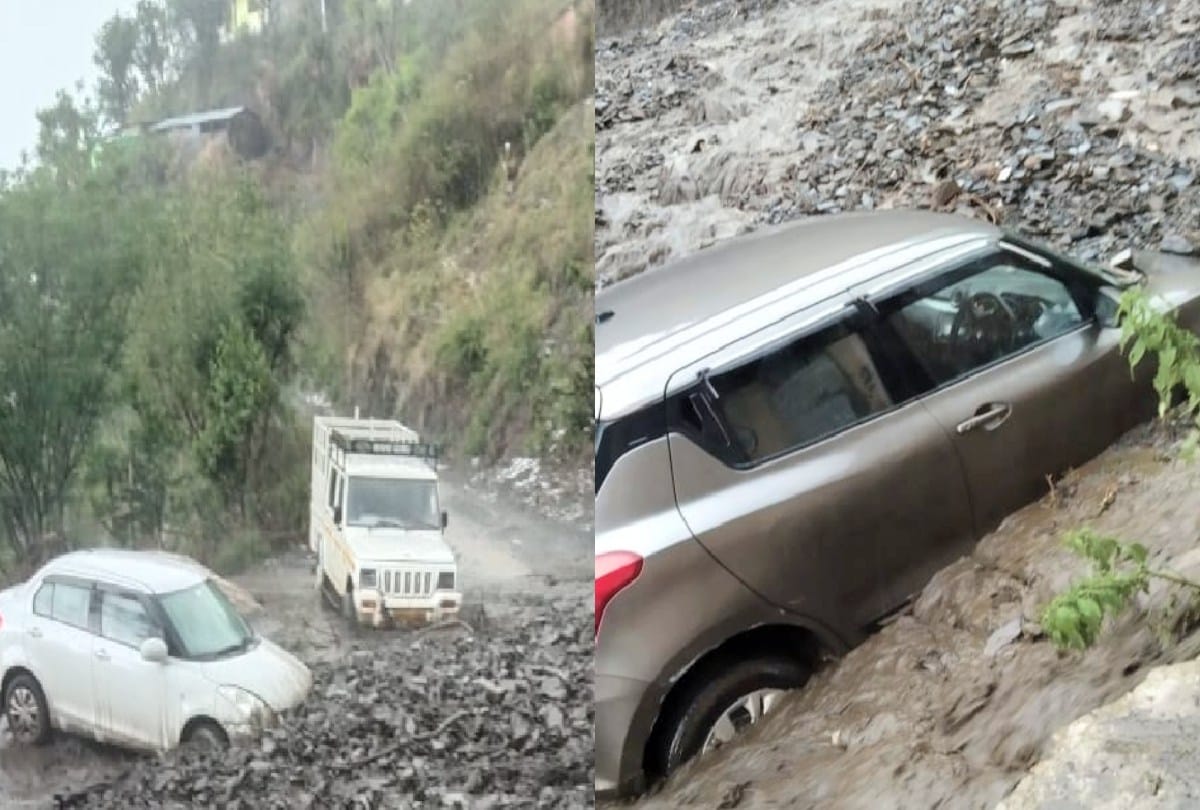 Sirmaur: Two cars and one pickup buried in debris due to heavy rains, crops also destroyed