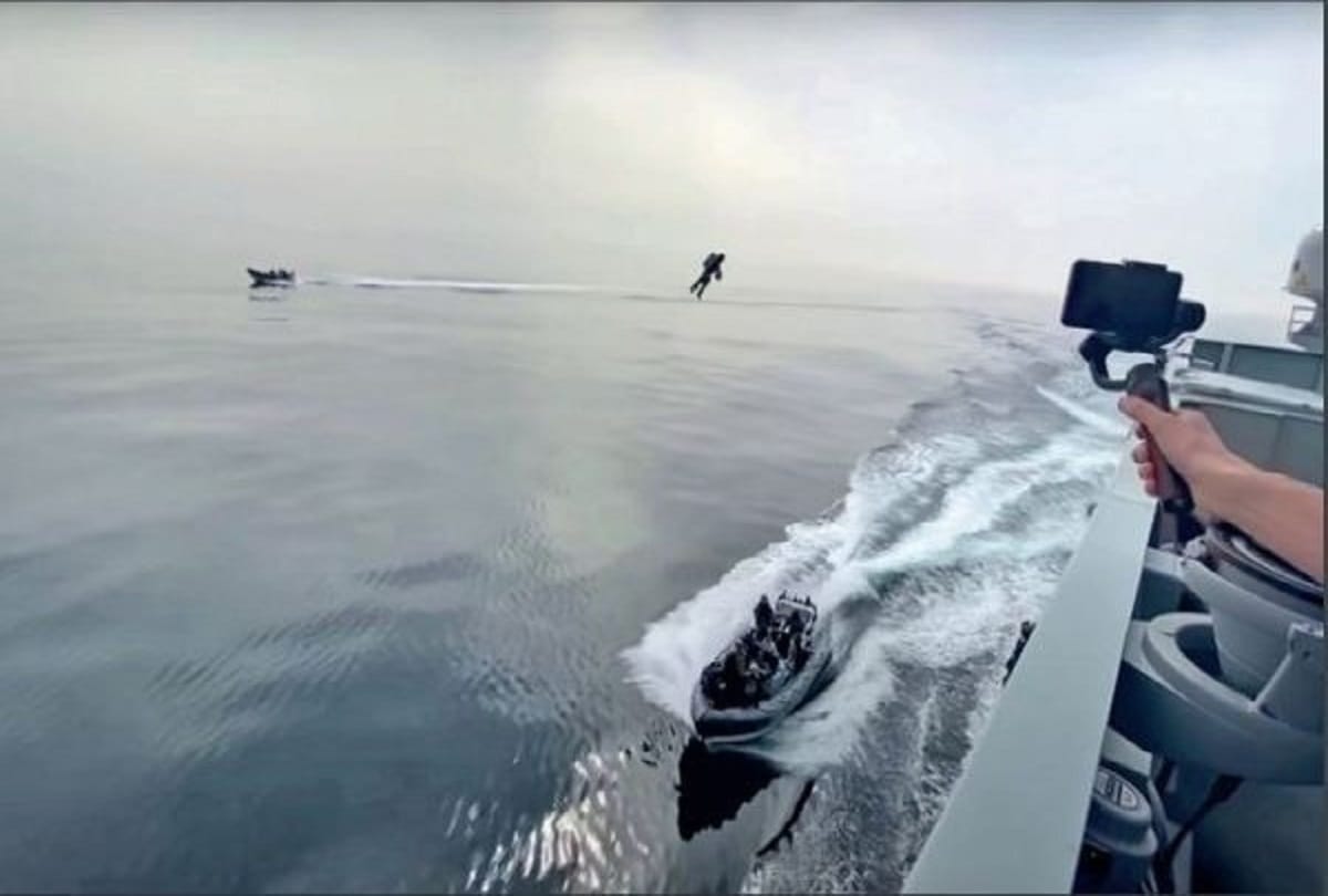 britain royal navy conduct a test operation with their soldiers wearing them super hero suit