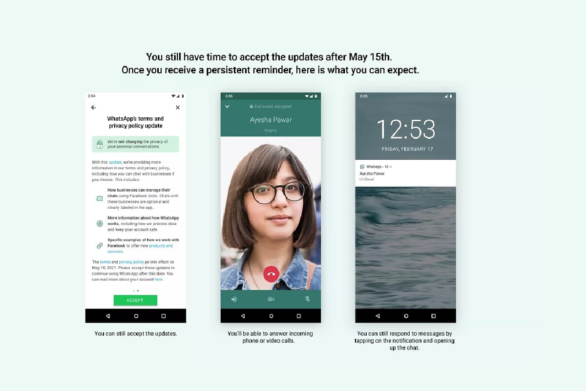 whatsapp scraps may 15 deadline for accepting privacy policy says no ones account will be deleted