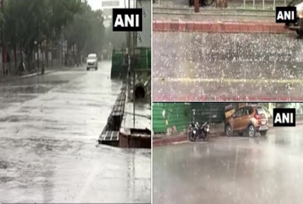 light rains and hailstone in delhi ncr bring down temperature