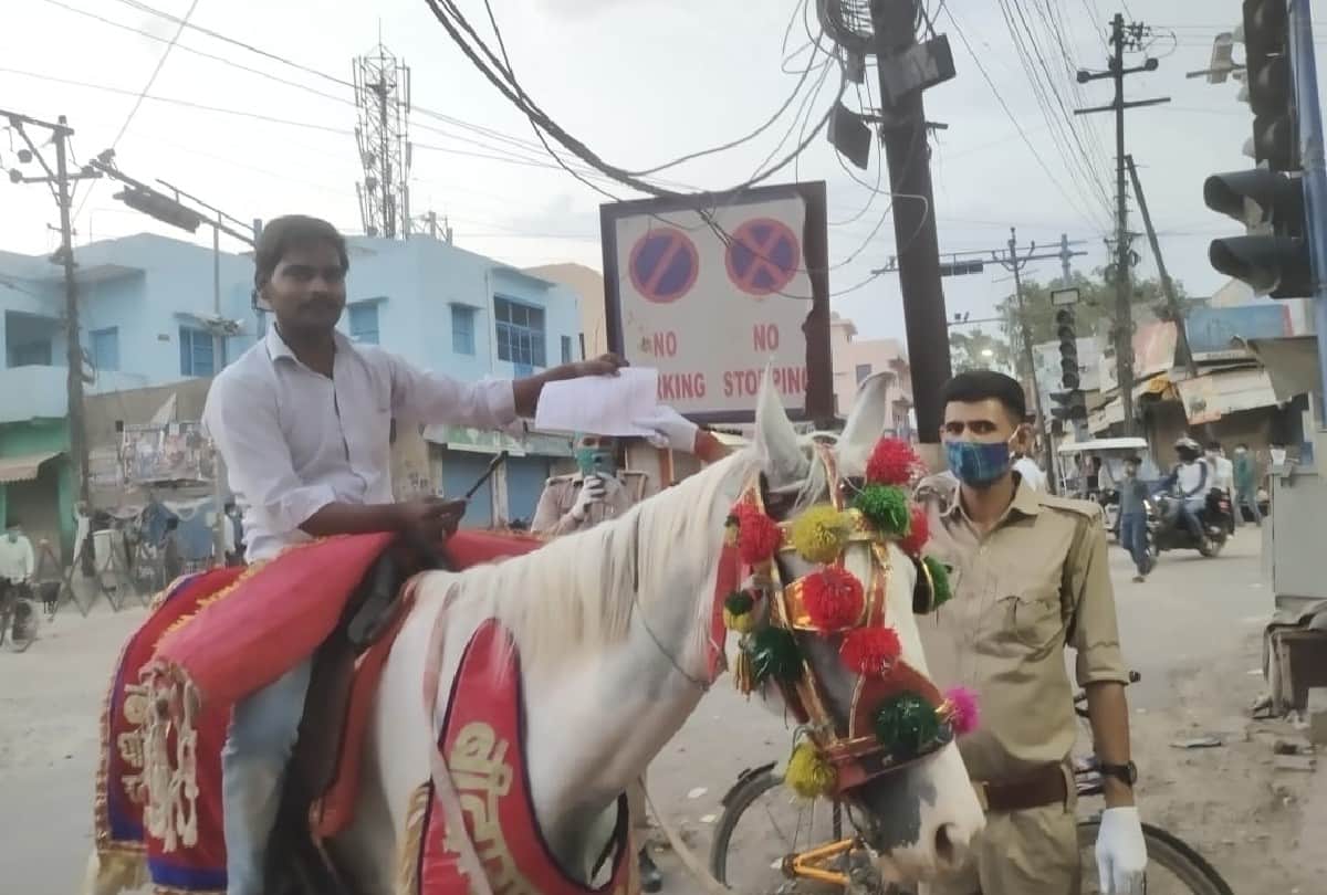 police issue challan against horse rider for not wearing mask in agra