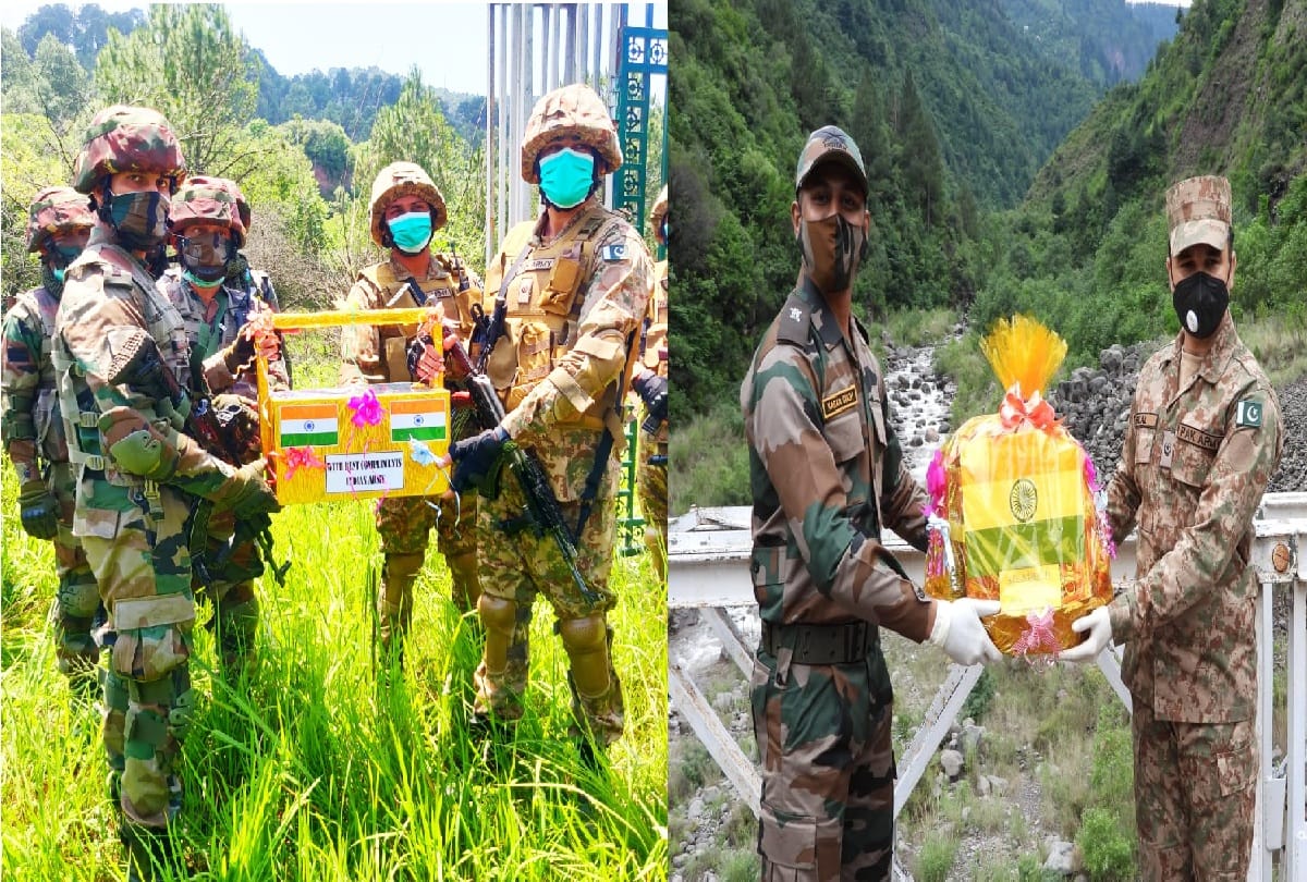 INDIAN ARMY AND PAKISTAN ARMY EXCHANGED SWEETS ON LINE OF CONTROL ON OCASSION OF EID  UL FITR