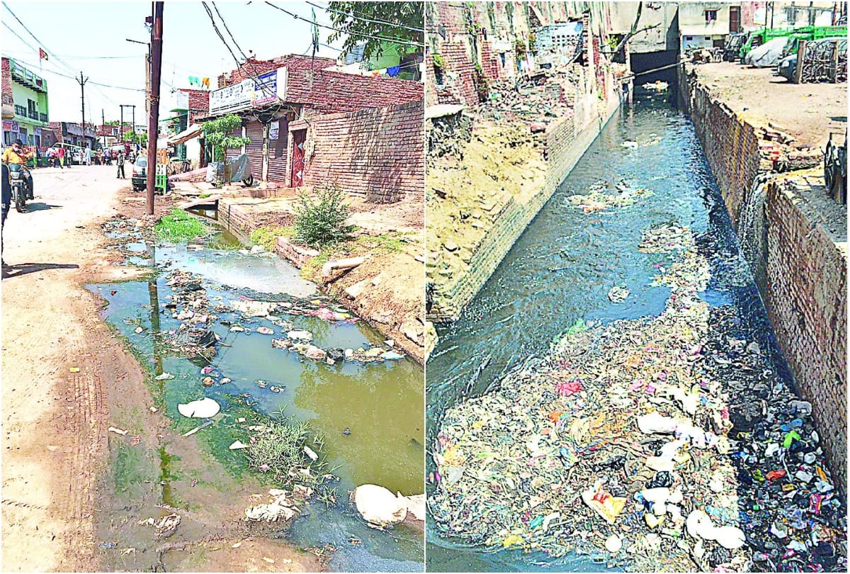 water logging on roads due to drainage overflow in agra