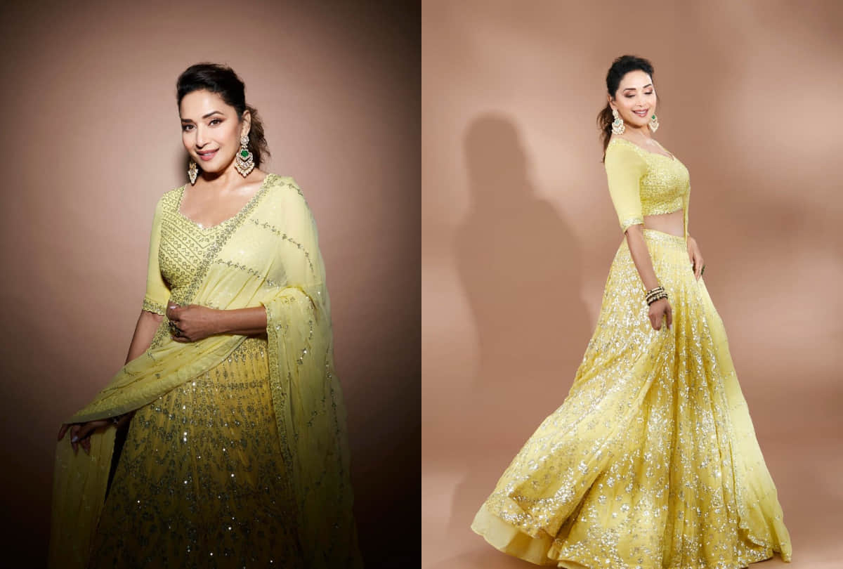 madhuri dixit classic elegant look in red peplum gown iifa 2019