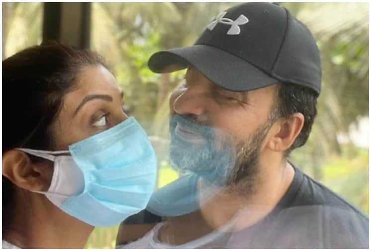 Shilpa Shetty Shares Romantic Picture with Raj Kundra with Glass wall between them