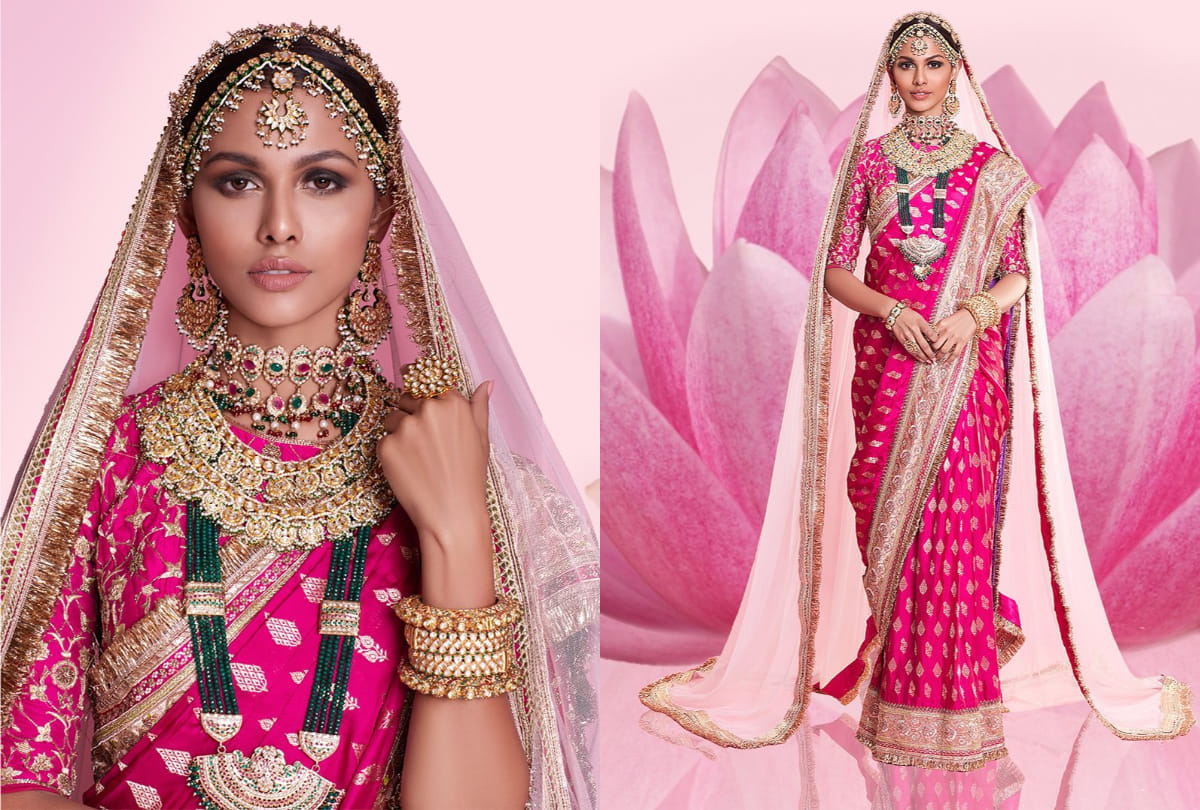 miss universe 2020 third runner up adline castelino wore pink saree for national costume round