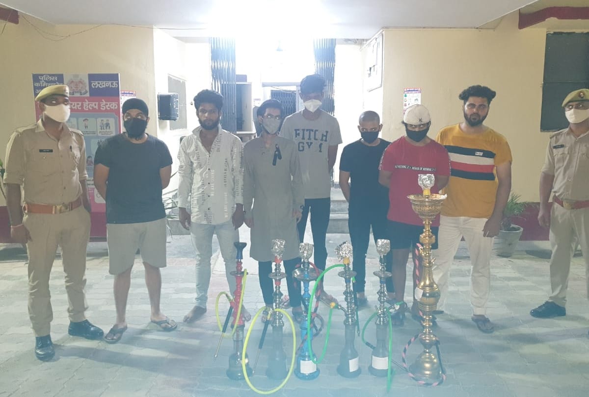 seven arrested in raid in a hukka bar in Lucknow.