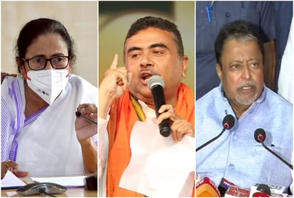 ममता बनर्जी, सुवेंदु अधिकारी और मुकुल रॉय