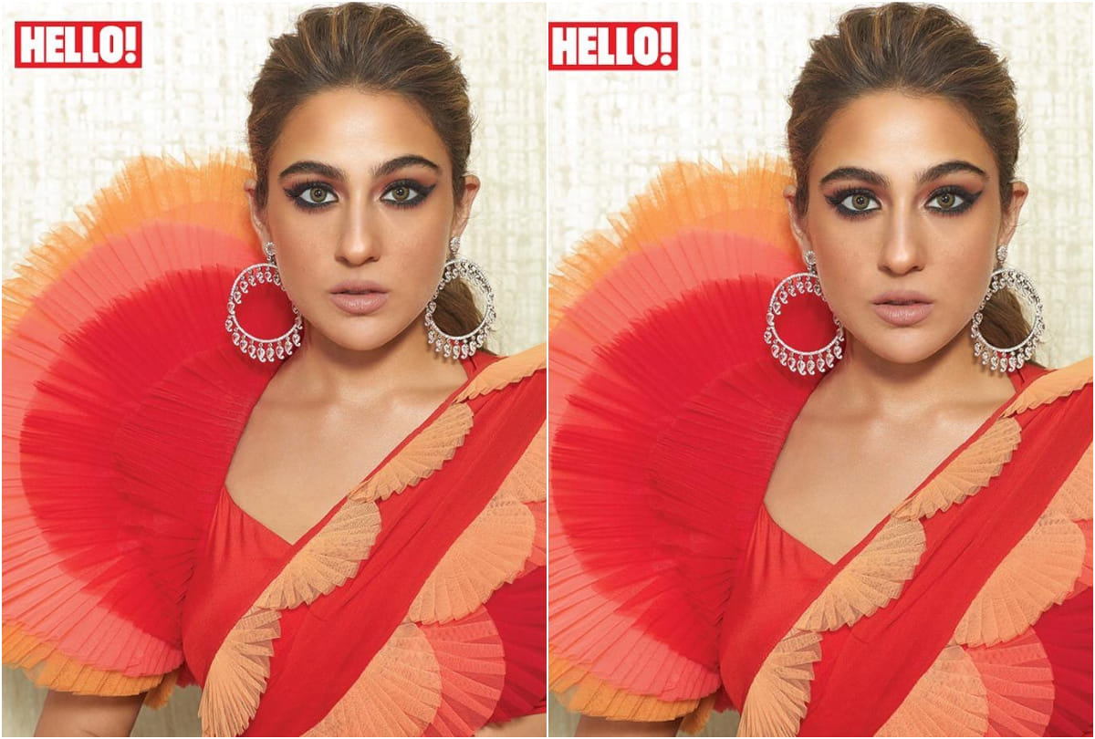 sara ali khan trolled for her dramatic sleeve blouse and saree called natraj pencil
