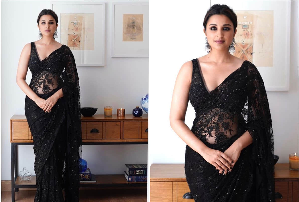 aaj ka fashion tips how to wear black saree like bollywood actress