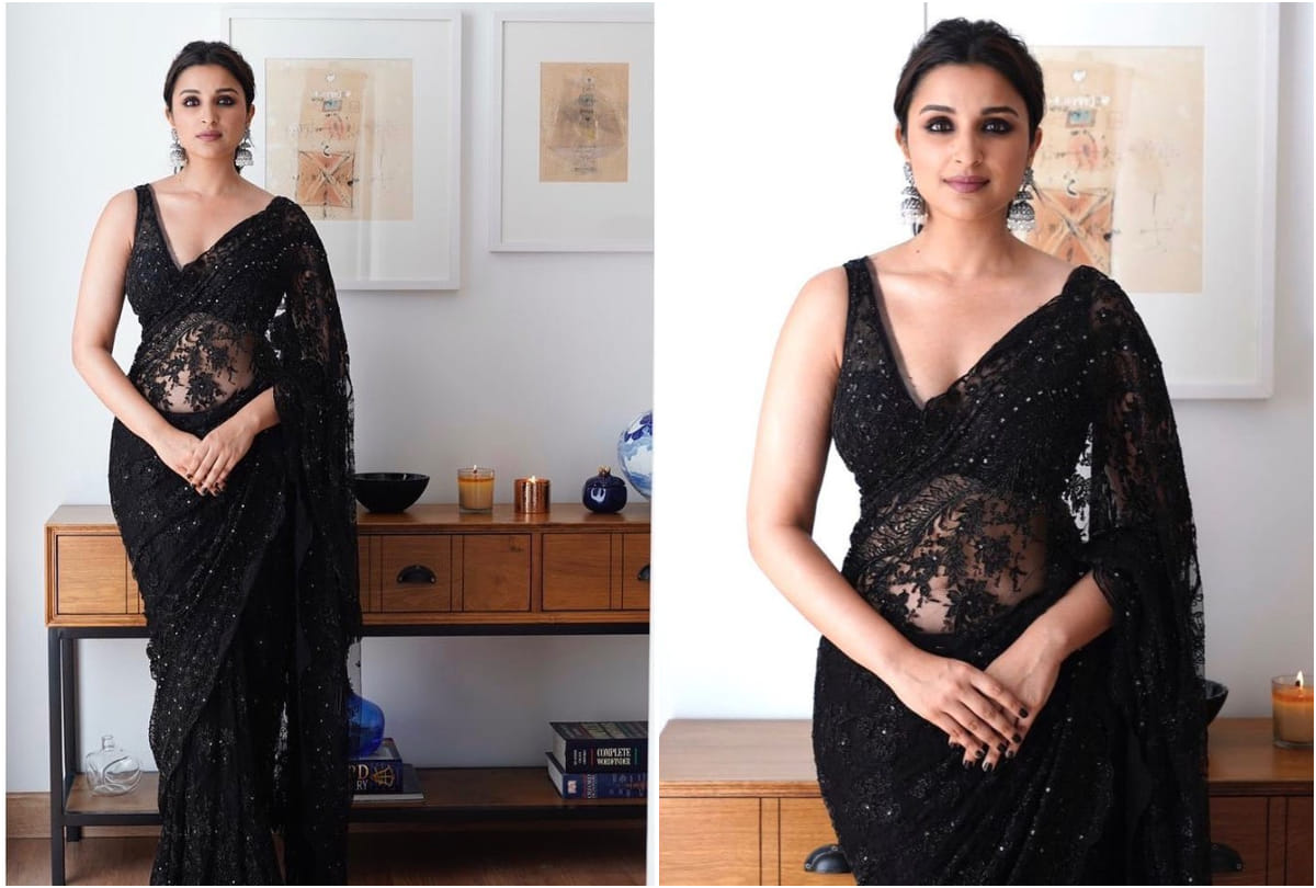 aaj ka fashion tips how to wear black saree like bollywood actress