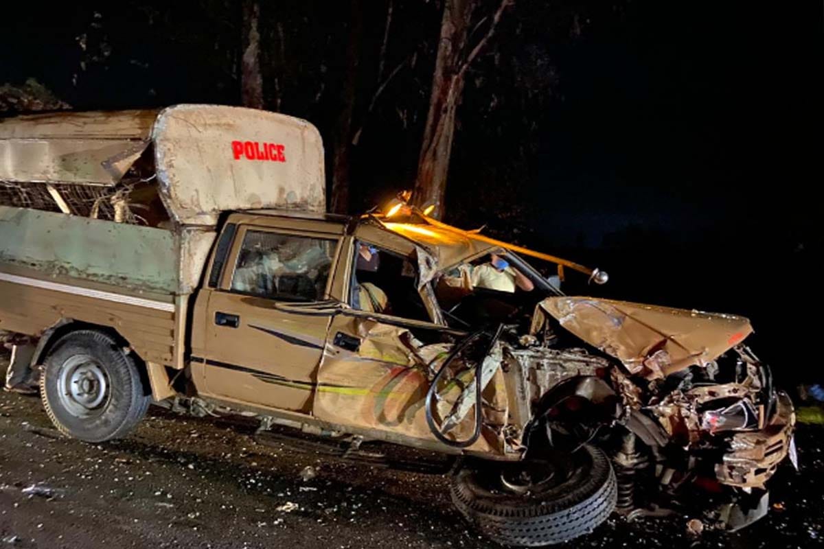PAC vehicle, four jawans injured in accident on Muzaffarnagar Panipat Khatima Marg