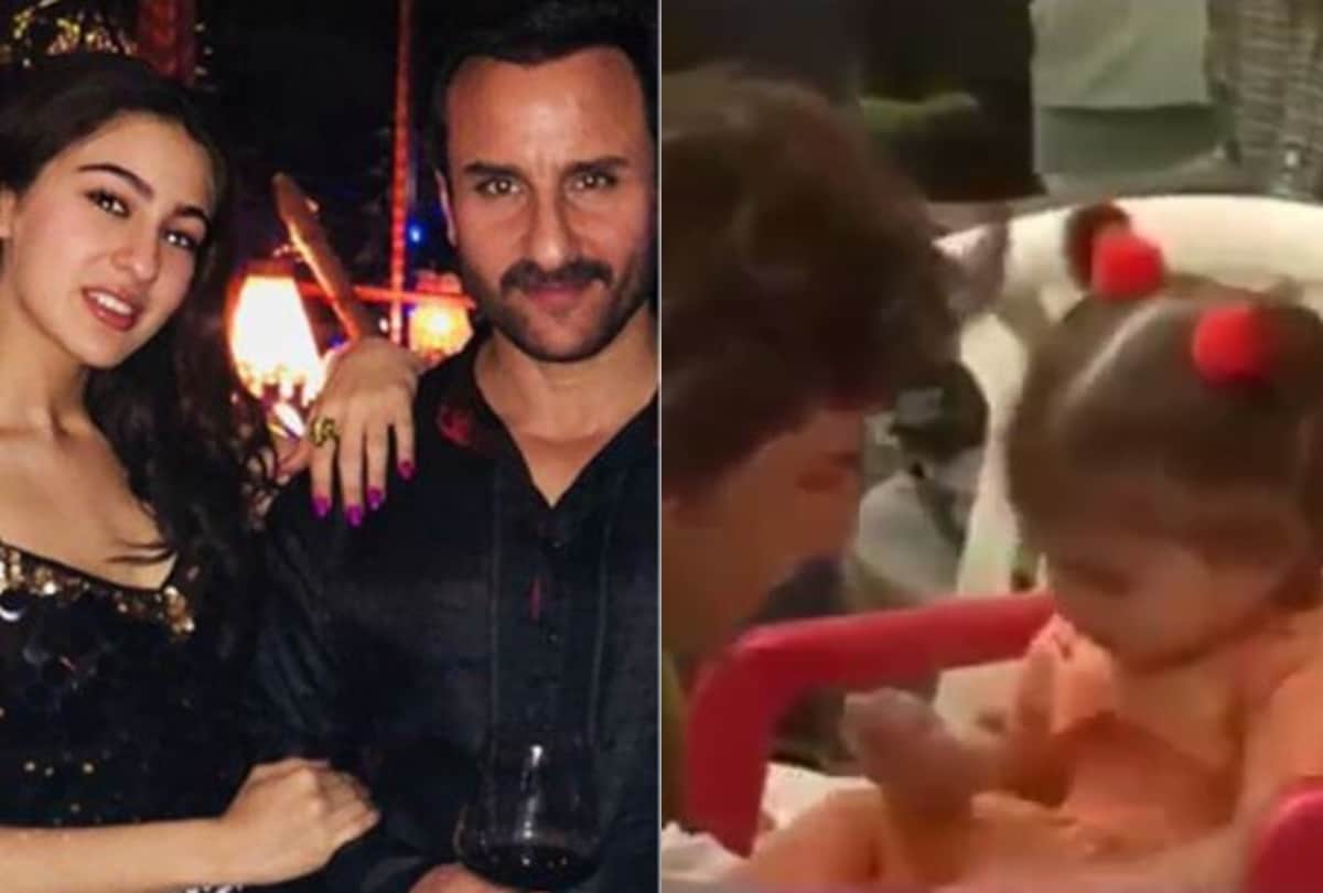 Throwback video of baby sara ali khan when she tagged along with father saif ali khan on his film set see video