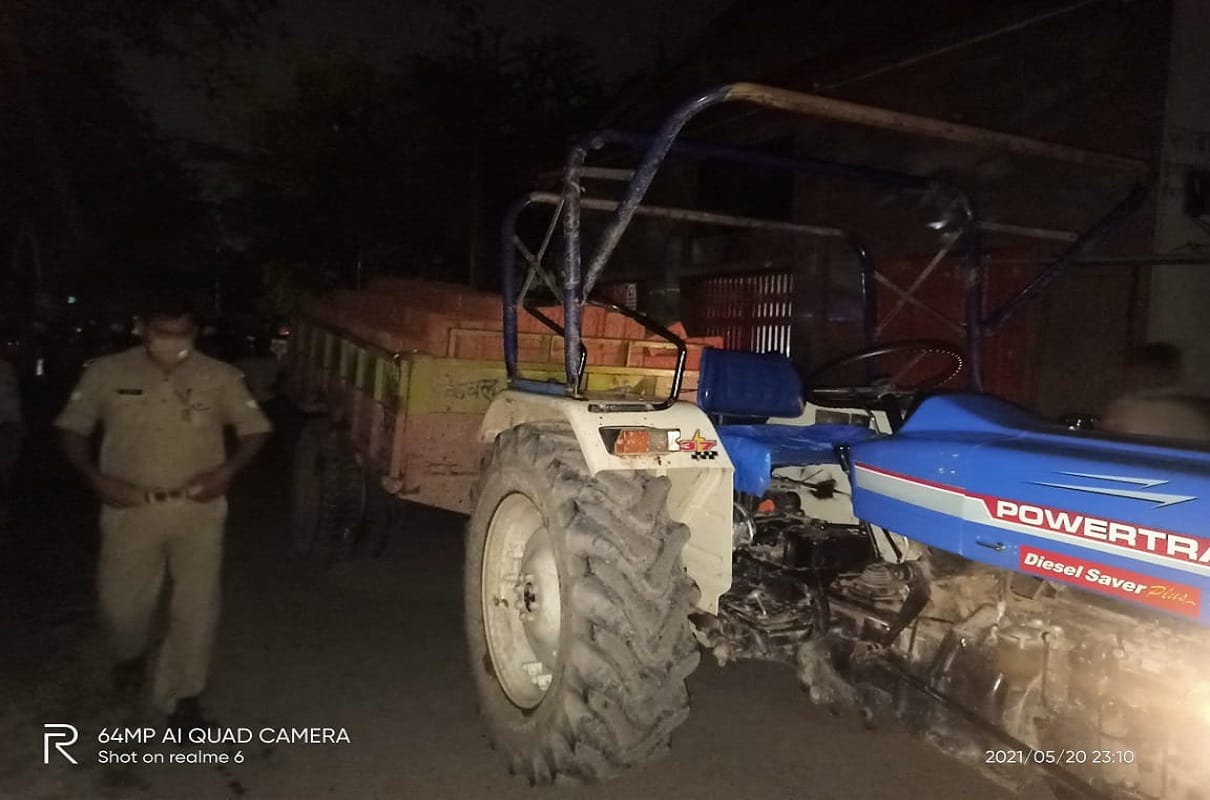 Scooter riding woman dies after being hit by a tractor in varanasi her husband and childs remain safe