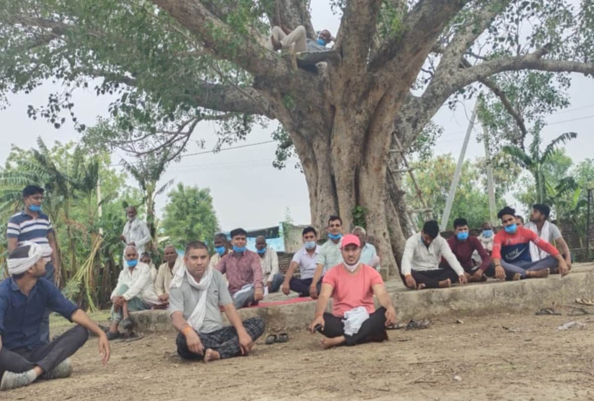 villagers living under peepal tree in naubari village of agra