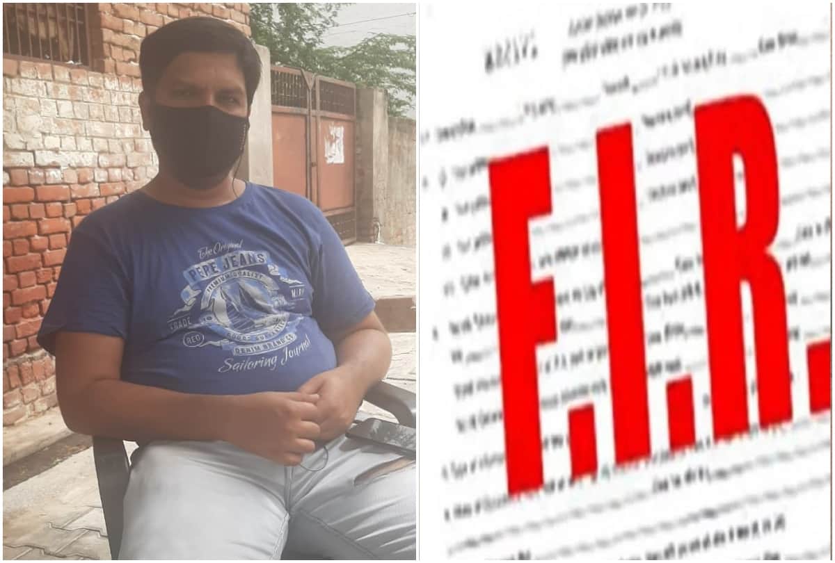 husband sitting at protest outsie in-laws house for wife in agra