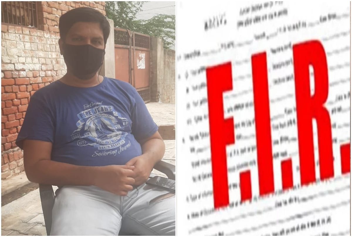 husband sitting at protest outsie in-laws house for wife in agra