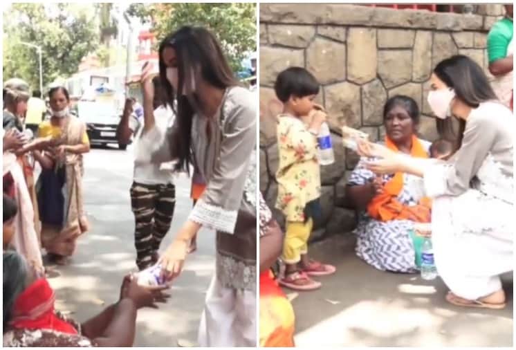 Sonal Chauhan Trolled for Distributing Biscuits to the needy, People Says it Publicity Stunt