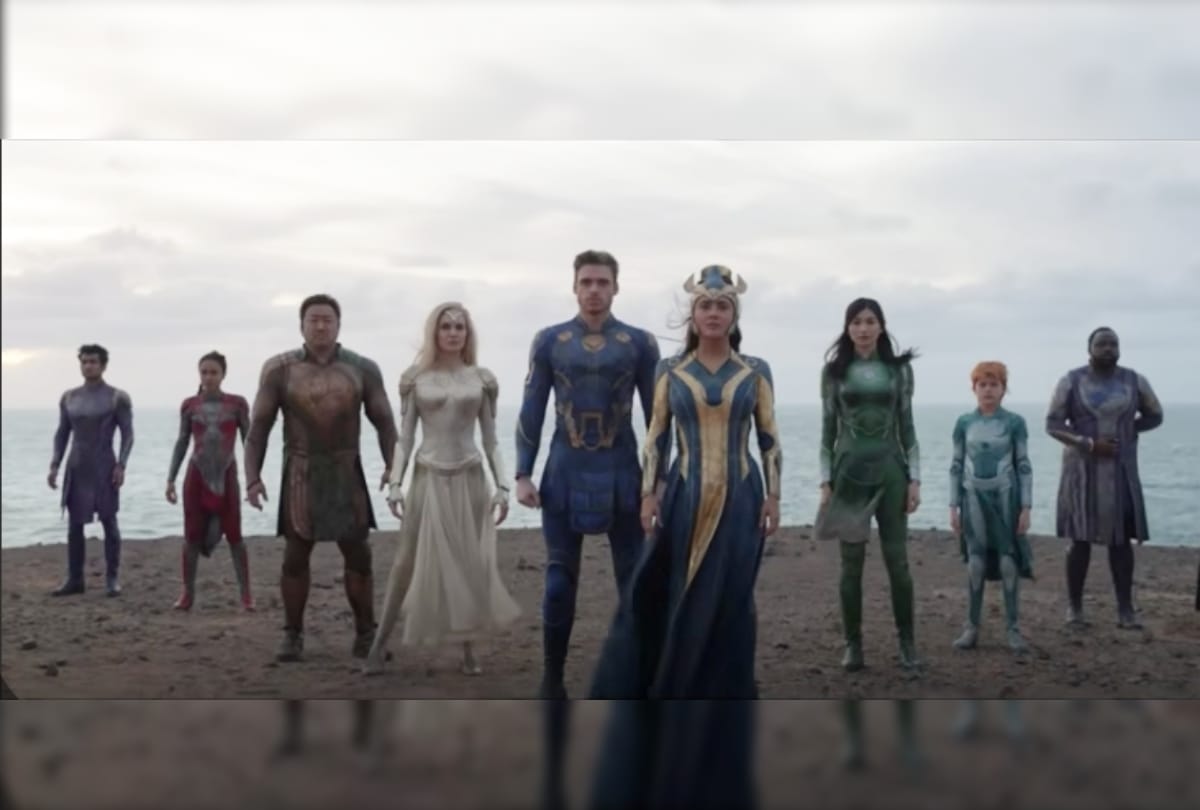 Marvel Studios Eternals teaser trailer poster out Angelina Jolie Salma Hayek Richard Madden Kumail Nanjiani Lauren Ridl