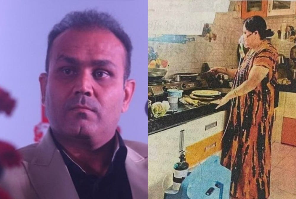 virender sehwag wants to help covid woman cooking in kitchen with oxygen support