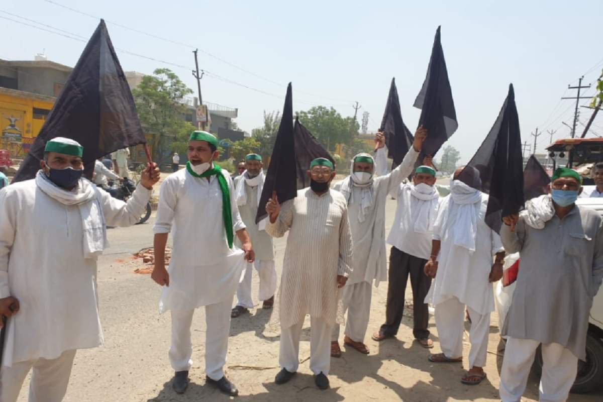 The farmers have protested by black flags and effigies burnt of the government against the agricultural laws in the districts of western UP