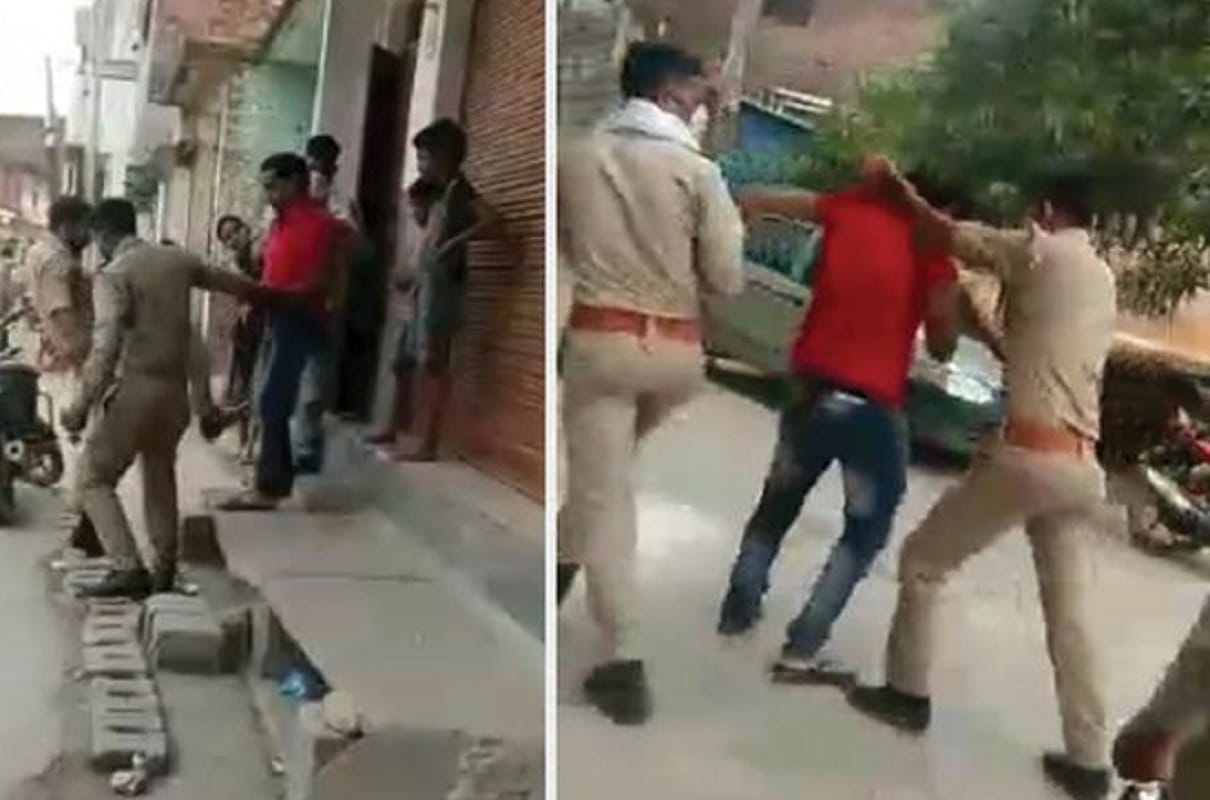 Police brutality beat Shopkeeper for lockdown rules in mau sp takes action on constable after viral video