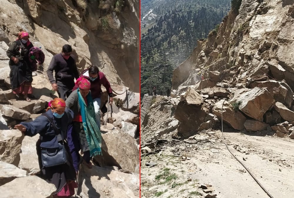 Uttarakhand News: Mountain Fall on Malari highway after landslide photos