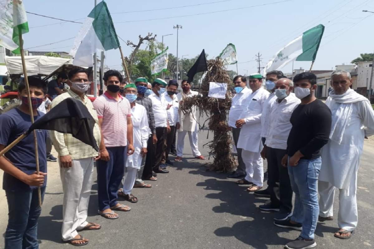 The farmers have protested by black flags and effigies burnt of the government against the agricultural laws in the districts of western UP