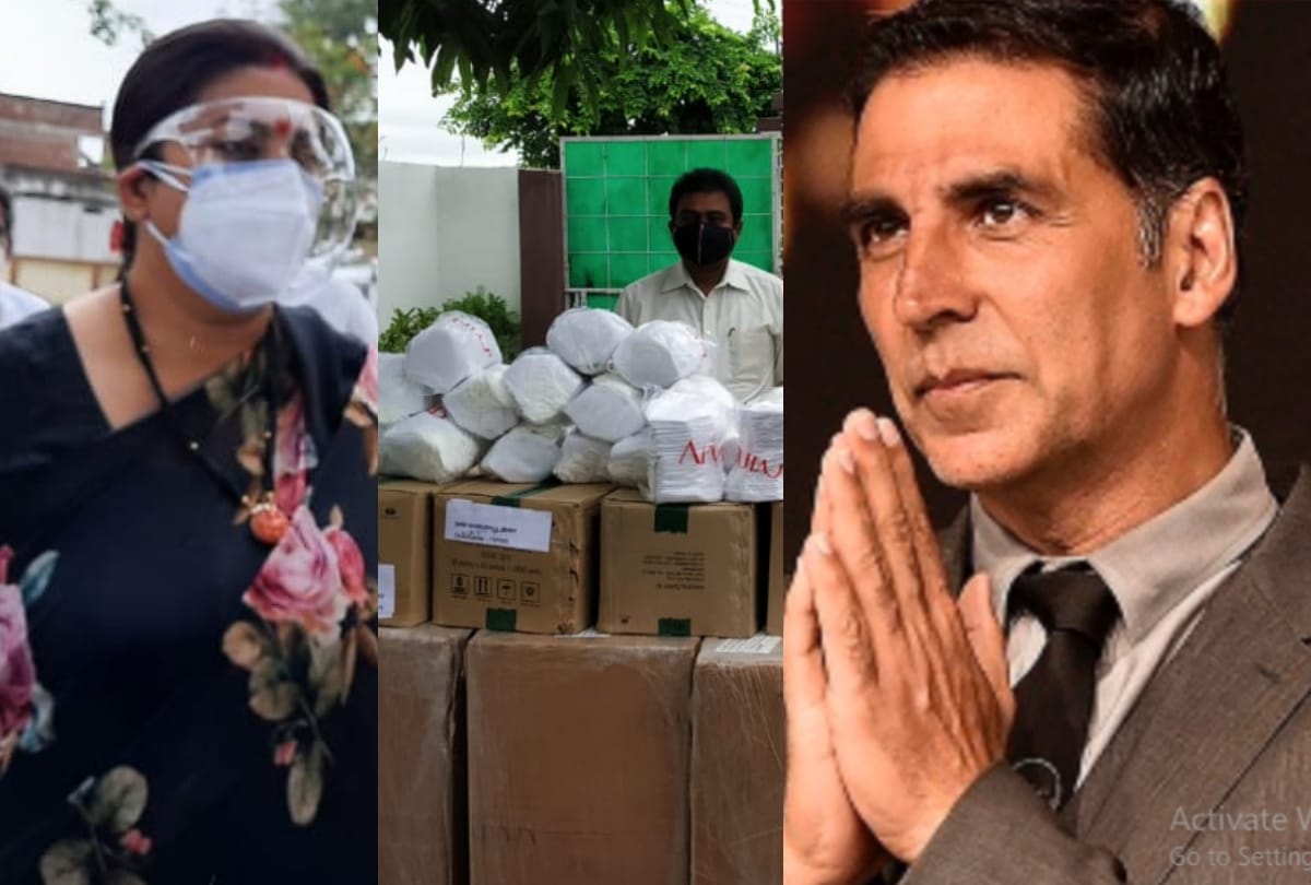 Cabinet minister smriti irani and Akshay kumar send ppe kit and masks to Amethi.